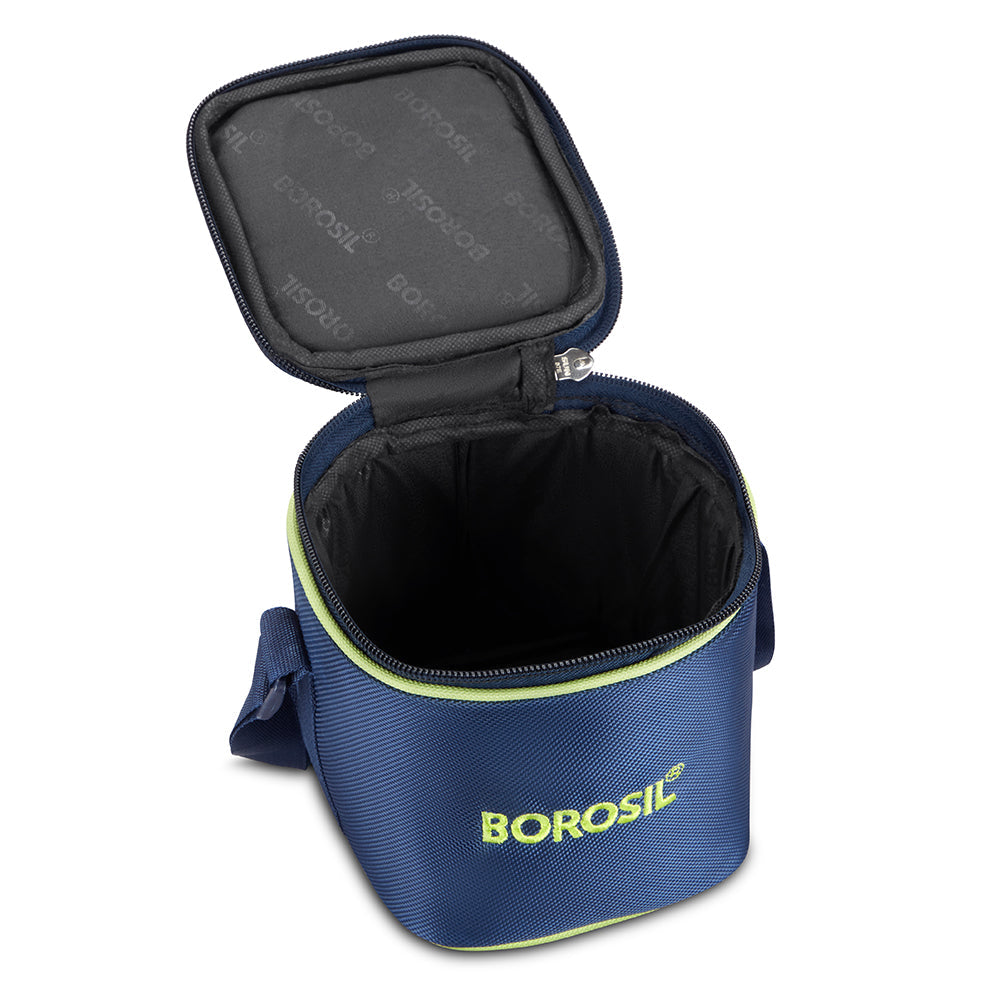 Borosil Blue Tall Lunch Bag, Square, For Set of 2, (320ml) (Only Bag)