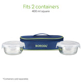 Borosil Blue Flat Lunch Bag, Round, For Set of 2, (400ml) (Only Bag)