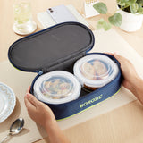 Borosil Blue Flat Lunch Bag, Round, For Set of 2, (400ml) (Only Bag)