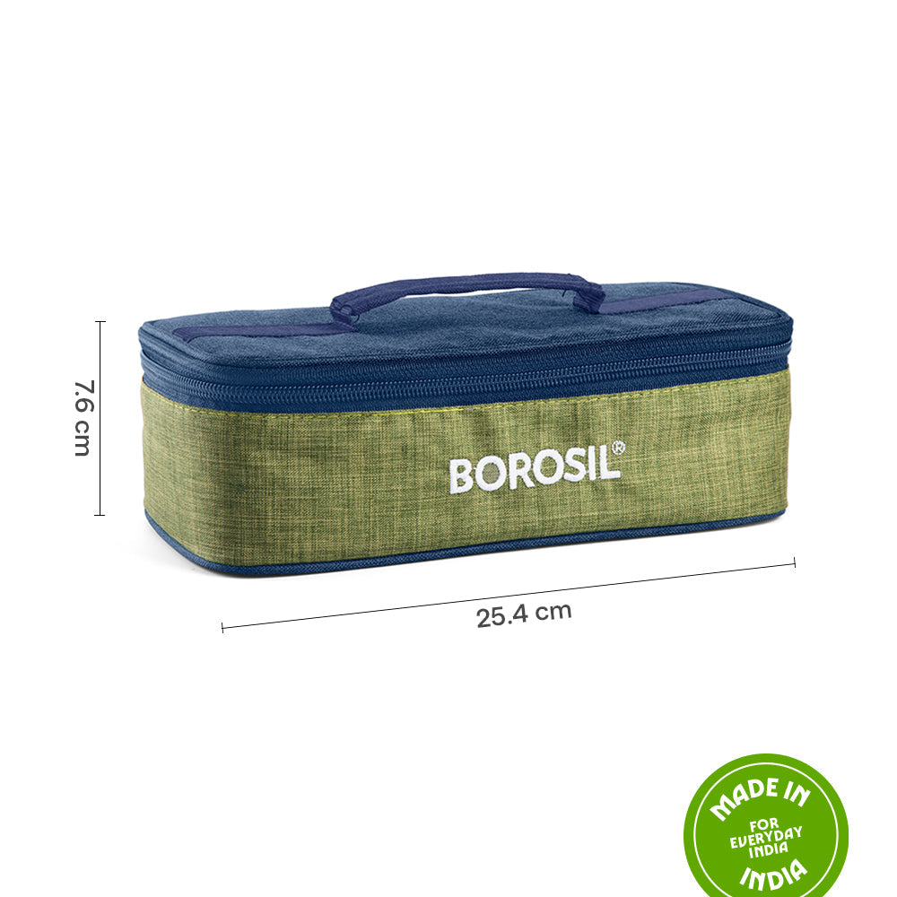 Borosil Ace Flat Lunch Bag, Square, For Set of 2, (320ml) (Only Bag)