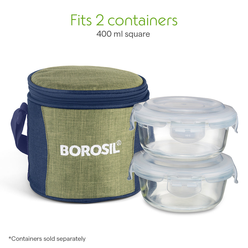 Borosil Ace Tall Lunch Bag, Round, For Set of 2, (400ml) (Only Bag)