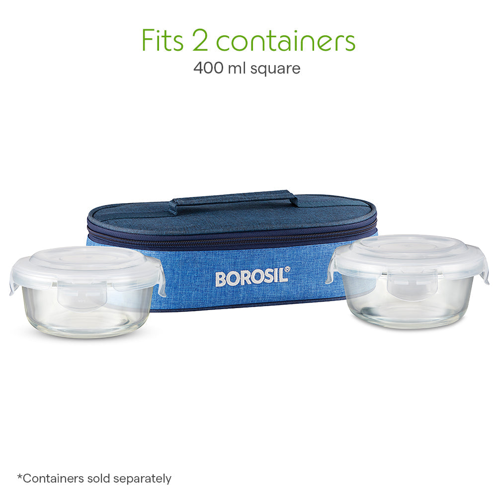 Borosil Prime Flat Lunch Bag, Round, For Set of 2, (400ml) (Only Bag)