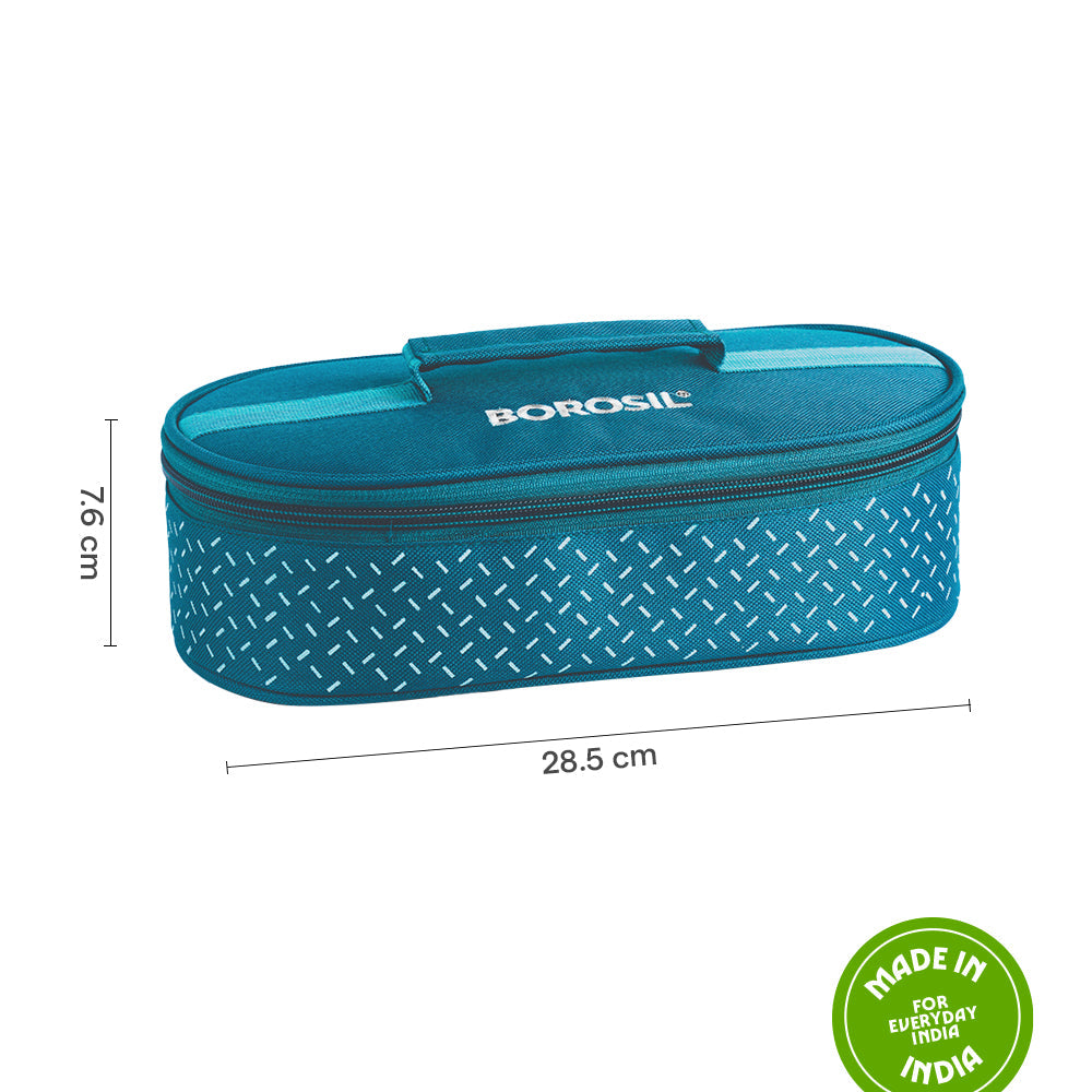Borosil Teal Flat Lunch Bag, Round, For Set of 2, (400ml) (Only Bag)