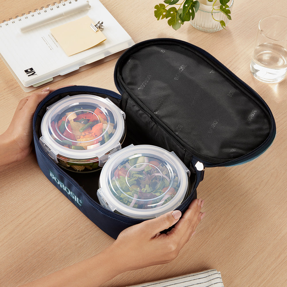 Borosil Alfa Green Flat Lunch Bag, Round (Only Bag)