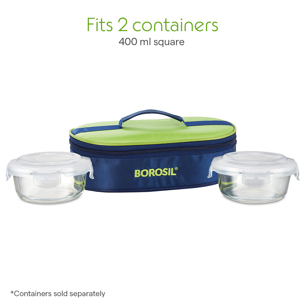 Borosil Alfa Green Flat Lunch Bag, Round (Only Bag)