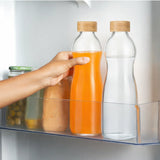 Borosil Curve Glass Bottle with Bamboo Lid 750ml - Bamboo Lid