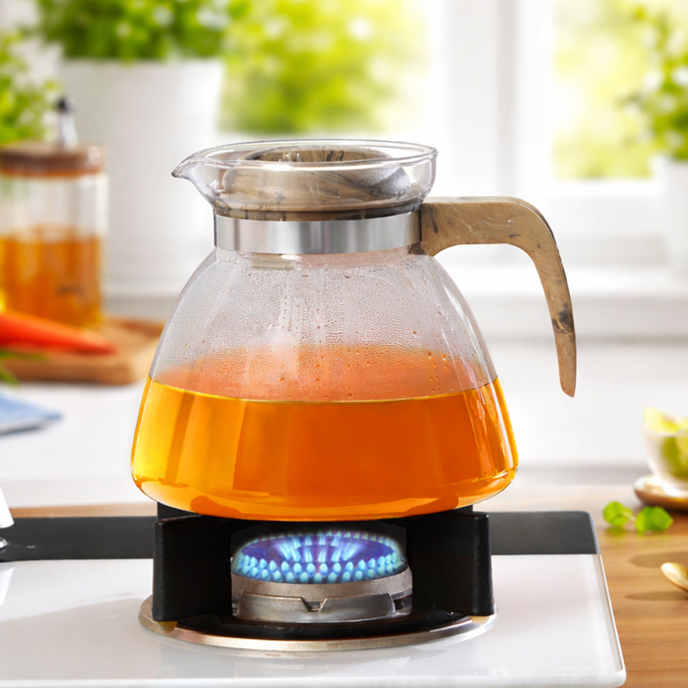 Borosil Voila Glass Carafe with Inbuilt Strainer Lid, Brown 1.5 L