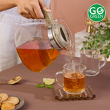 Borosil Voila Glass Carafe with Inbuilt Strainer Lid, Brown 1.5 L