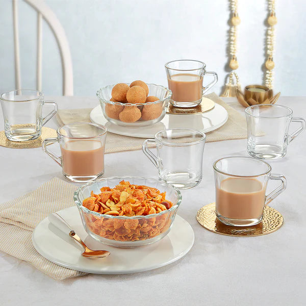 Glass Snack Set of 8, 430ml x 2 + 190ml x 6