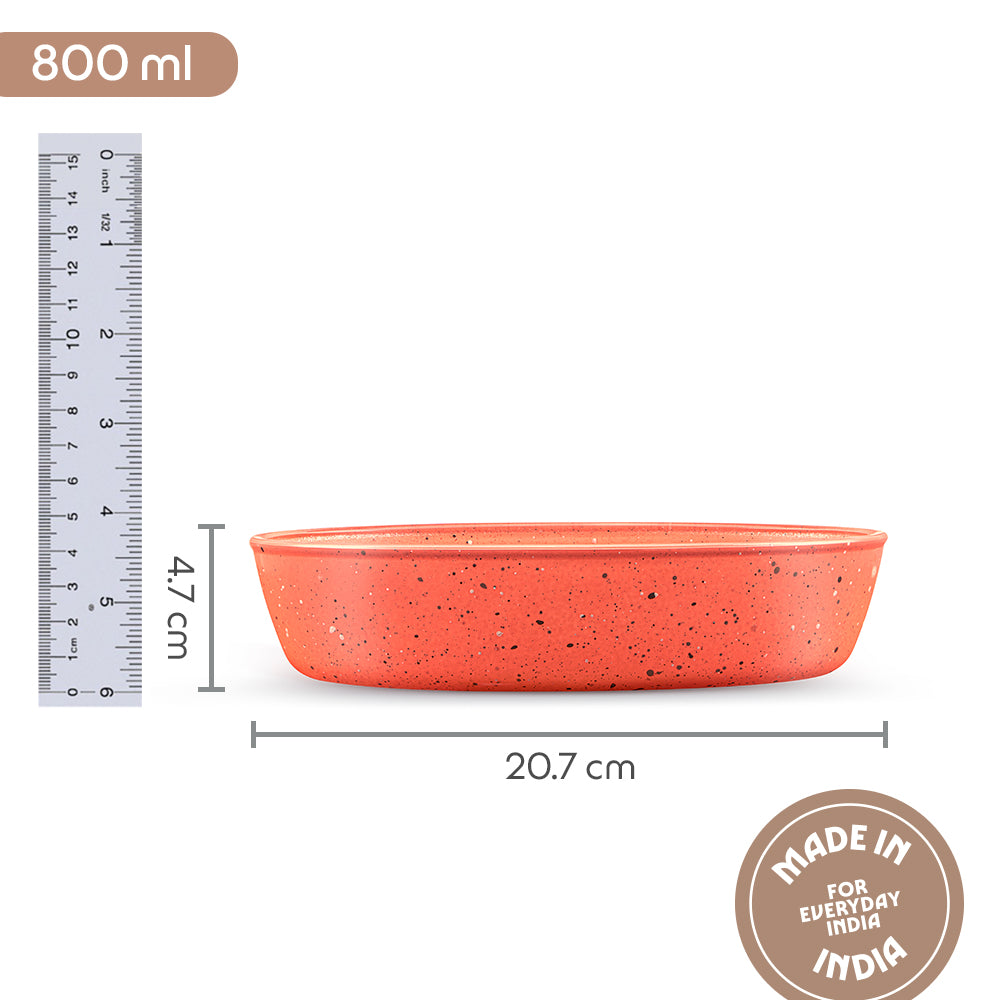 Borosil Colors Kube Pink Oval Baking Dish 700ml