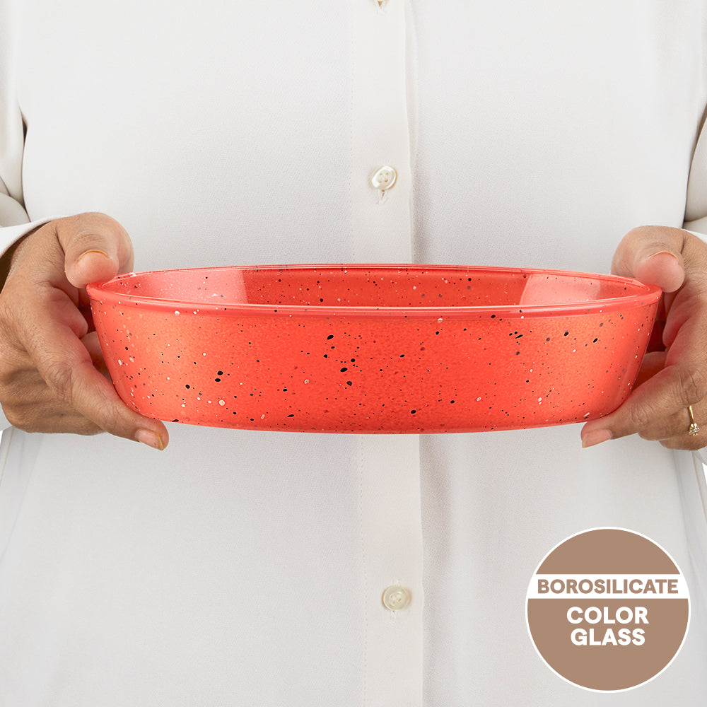 Borosil Colors Kube Pink Oval Baking Dish 700ml