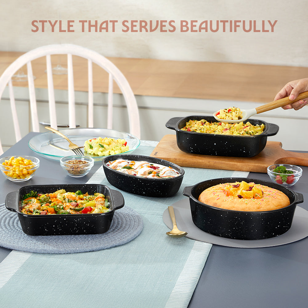 Borosil Colors Pebble Black Square Dish with Handle 800ml