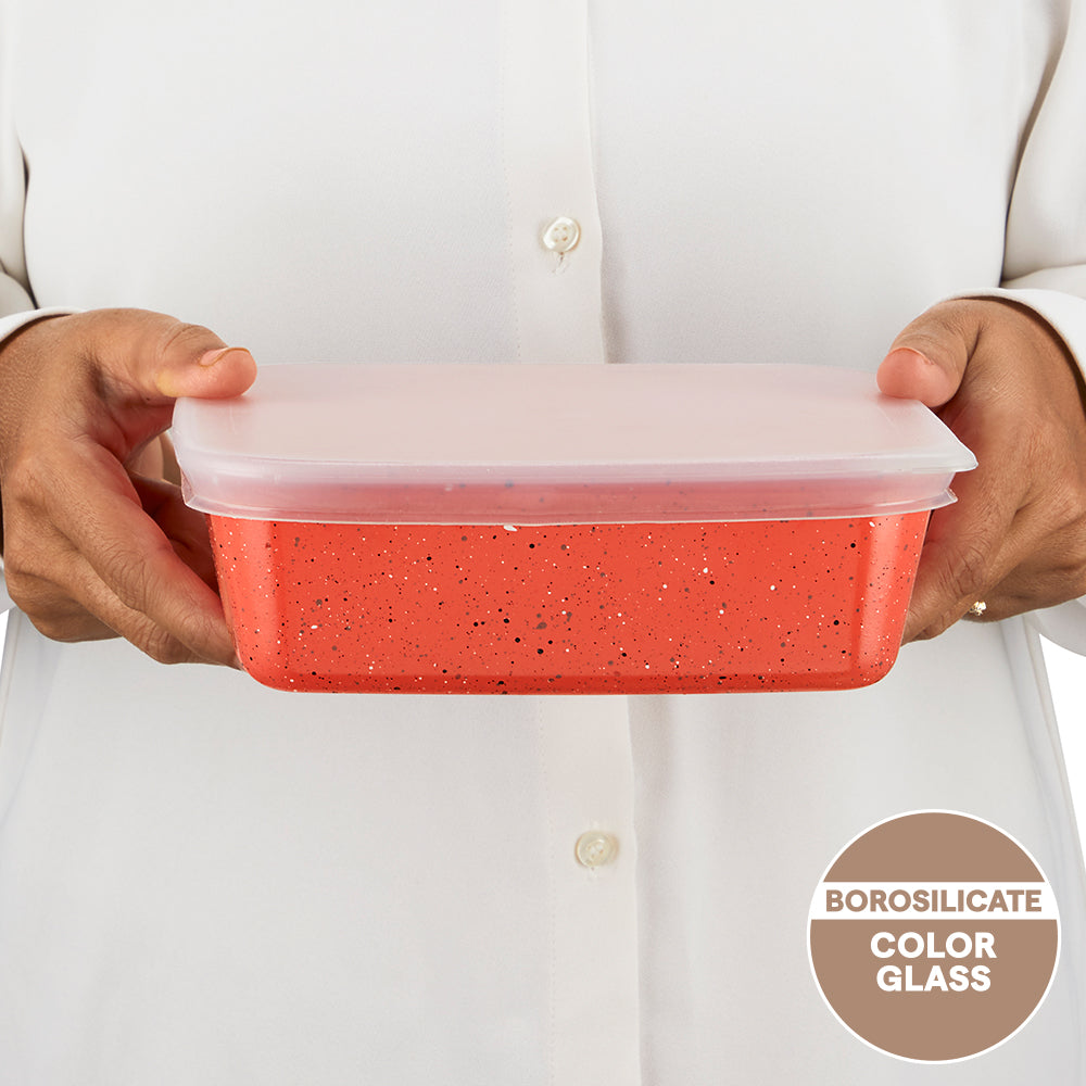 Borosil Colors Kube Square Dish with Lid