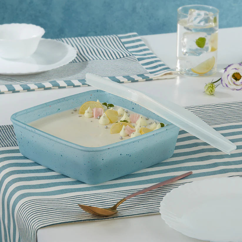 Borosil Colors Kube Square Dish with Lid
