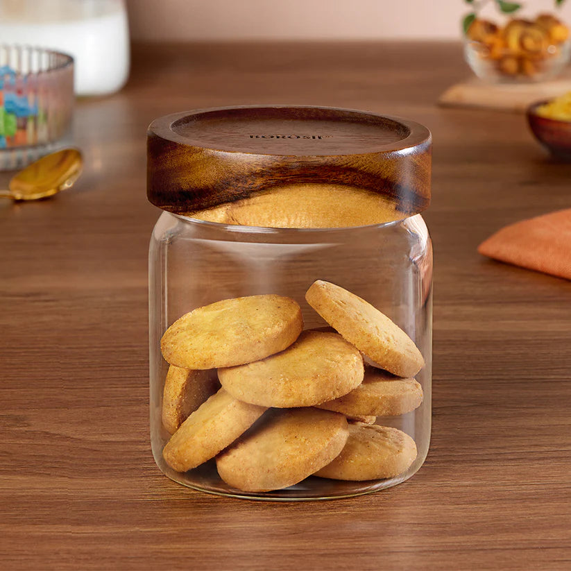 Borosil Tallwood Glass Jar with Acacia Lid