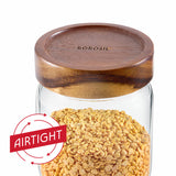 Borosil Tallwood Glass Jar with Acacia Lid
