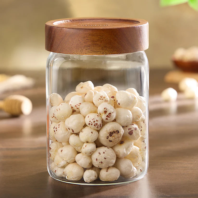 Borosil Tallwood Glass Jar with Acacia Lid