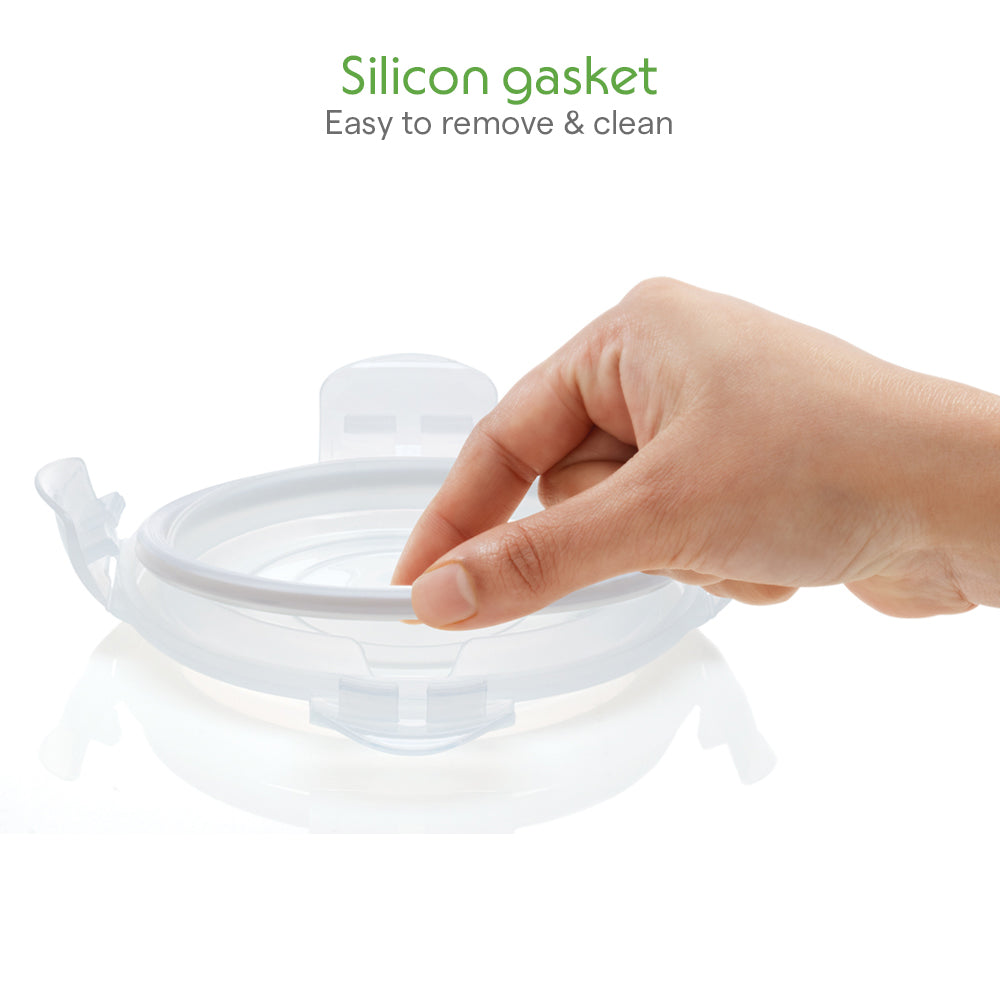 Borosil Klip n Store Round Glass Container, 320 ml