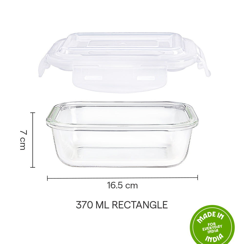 Borosil Tuff-Glass Klip n Store, Rectangular Container