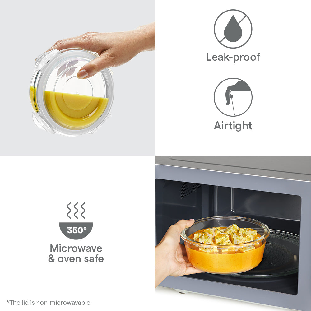Borosil Tuff-Glass Klip n Store, Round Container