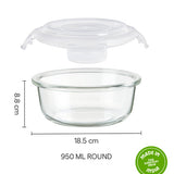 Borosil Tuff-Glass Klip n Store, Round Container