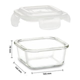 Borosil Tuff-Glass Klip n Store, Square, Set of 3, Containers (320ml + 520ml + 800ml)