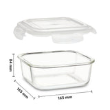 Borosil Tuff-Glass Klip n Store, Square, Set of 3, Containers (320ml + 520ml + 800ml)
