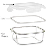 Borosil Tuff-Glass Klip n Store, Square, Set of 3, Containers (320ml + 520ml + 800ml)