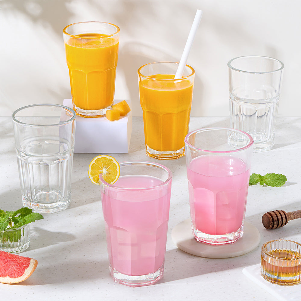 Borosil Crest Glass Tumbler Set of 6, 305ml