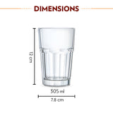 Borosil Crest Glass Tumbler Set of 6, 305ml
