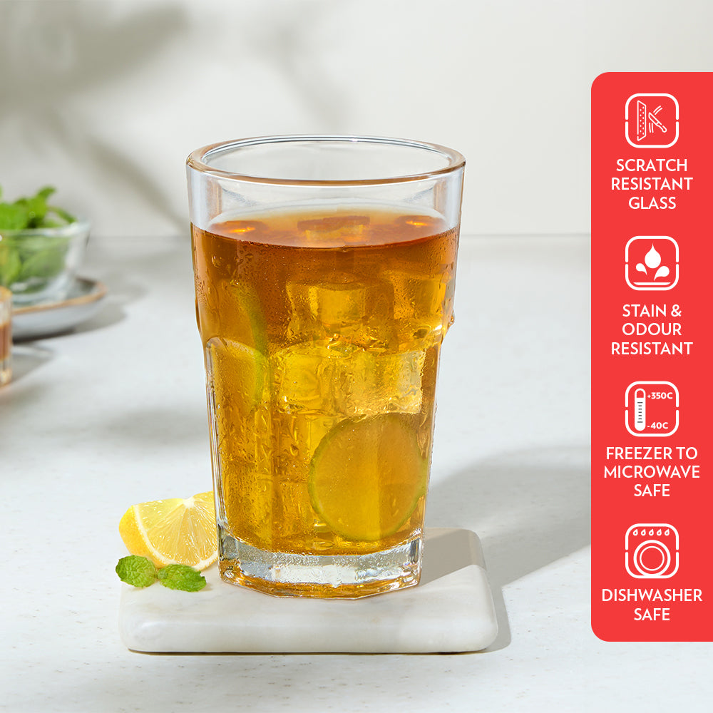 Borosil Crest Glass Tumbler Set of 6, 305ml