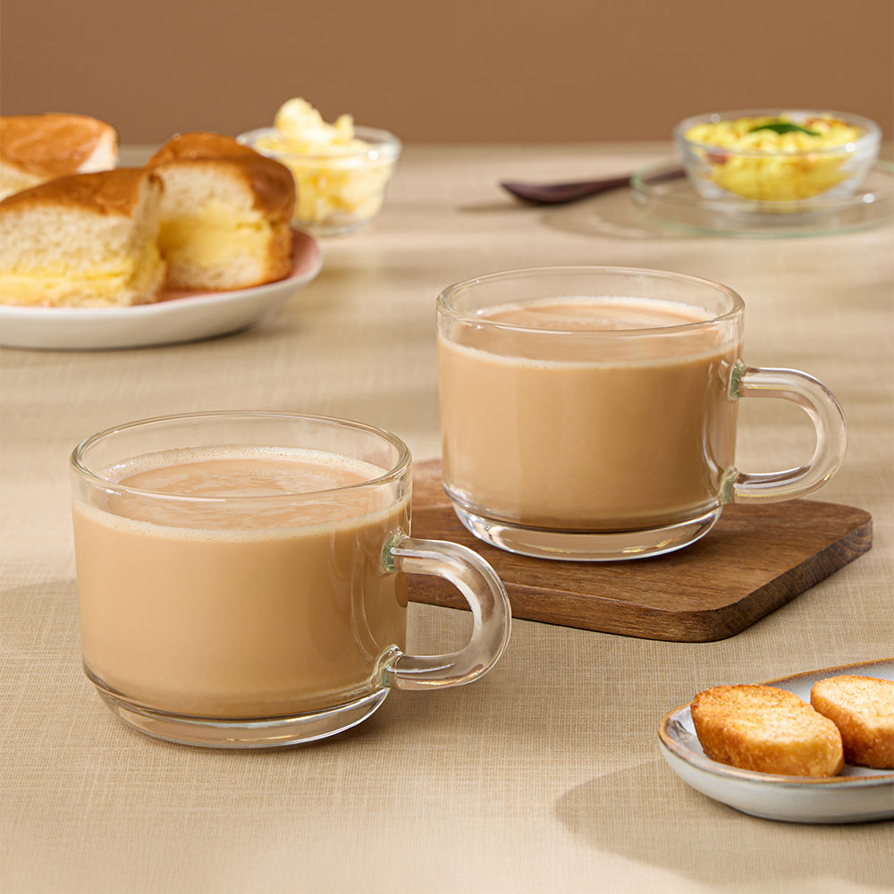 Borosil Chai Time Mug Set  of 2, 210ml