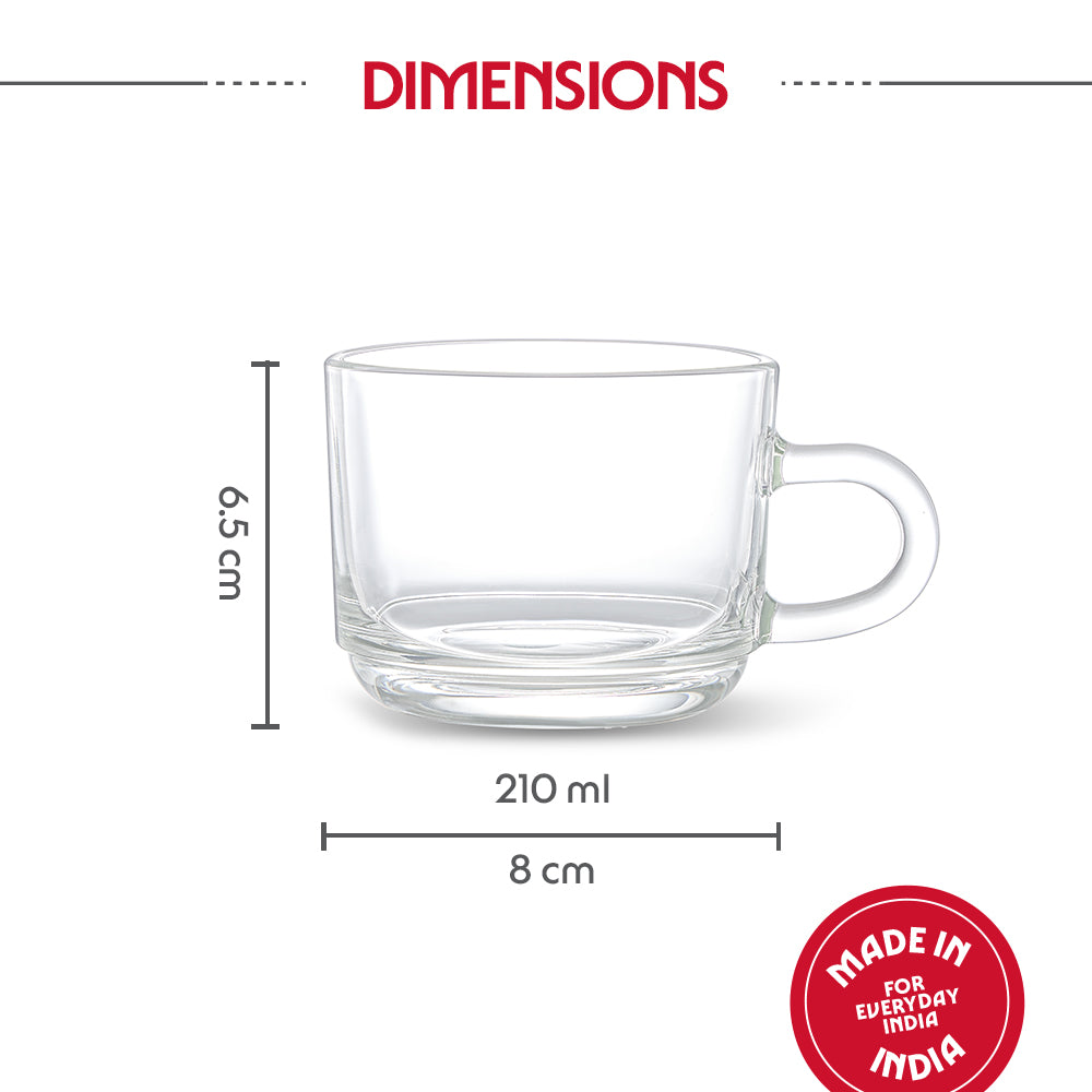 Borosil Chai Time Mug Set  of 2, 210ml