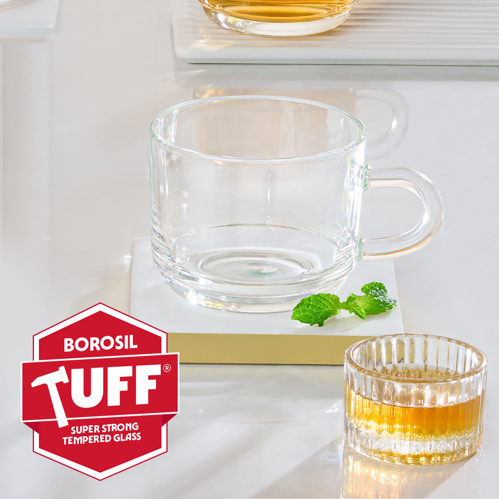 Borosil Chai Time Mug Set  of 2, 210ml