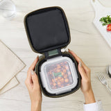 Borosil Eateasy Square Glass Lunchbox Set of 2, 320ml