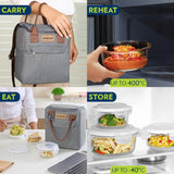 Borosil Pro Round Glass Lunch Box with Glass Bottle Set of 4, 400ml x 3 + 550ml (Bottle)