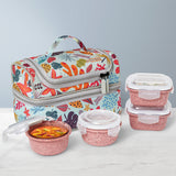 Borosil Universal Glass Lunchbox,Set of 4, 320ml x 2 + 240ml x 2