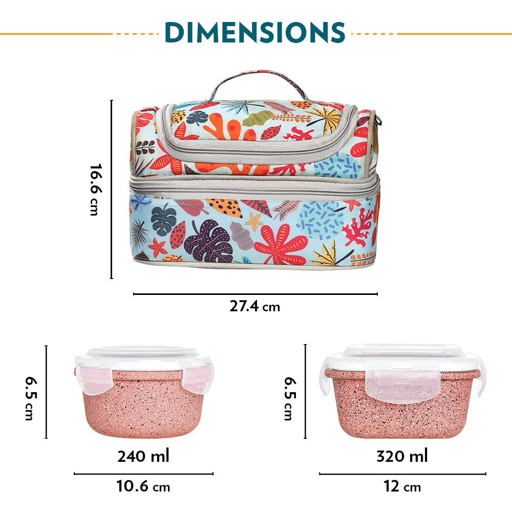 Borosil Universal Glass Lunchbox,Set of 4, 320ml x 2 + 240ml x 2