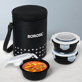 Kube Round Glass Lunch Box Set of 3, 400ml