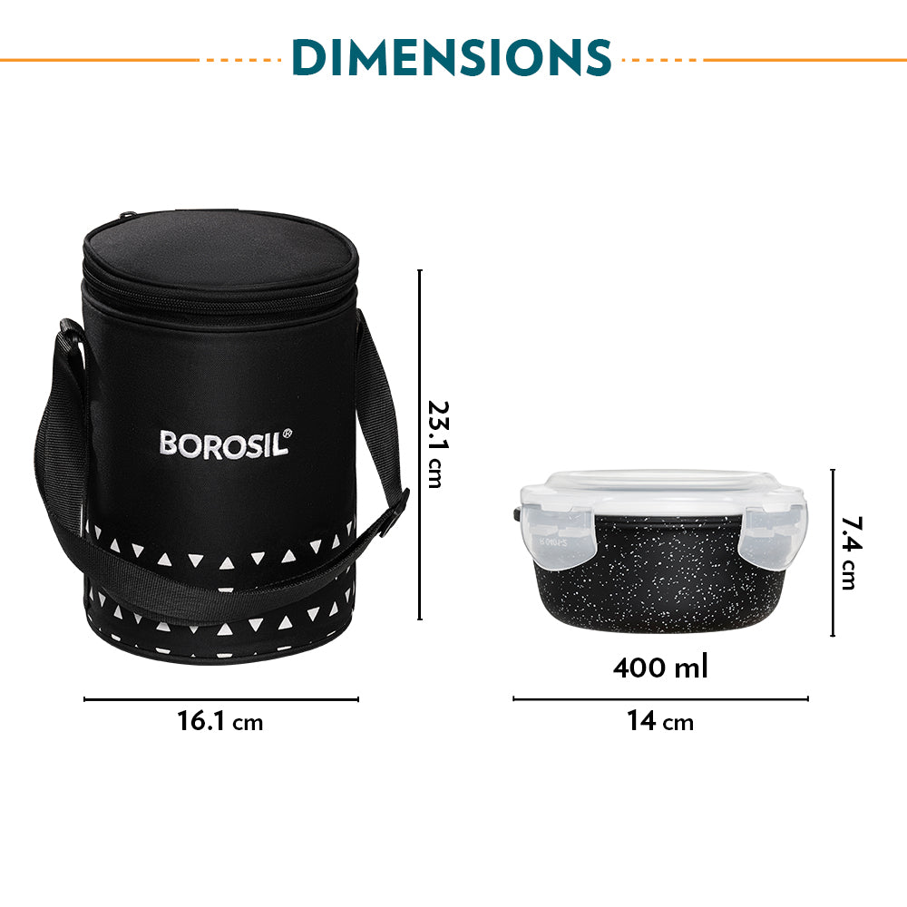 Kube Round Glass Lunch Box Set of 3, 400ml