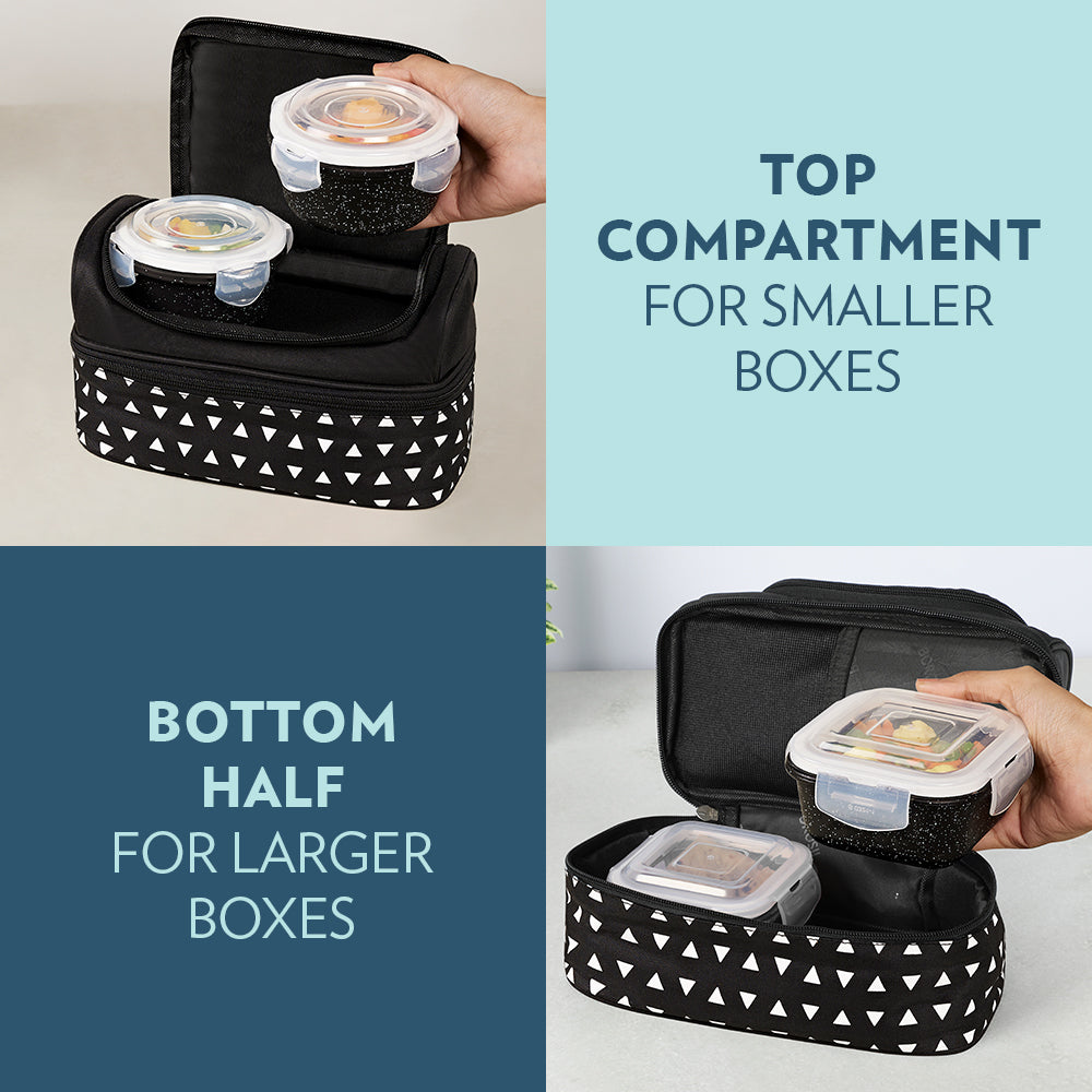 Borosil Universal Glass Lunchbox,Set of 4, 320ml x 2 + 240ml x 2