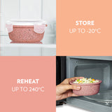 Kube Round Glass Lunch Box Set of 3, 400ml