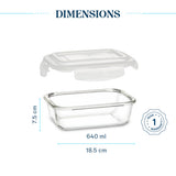 Borosil Larah Glass Klip n Store, Rectangular Container