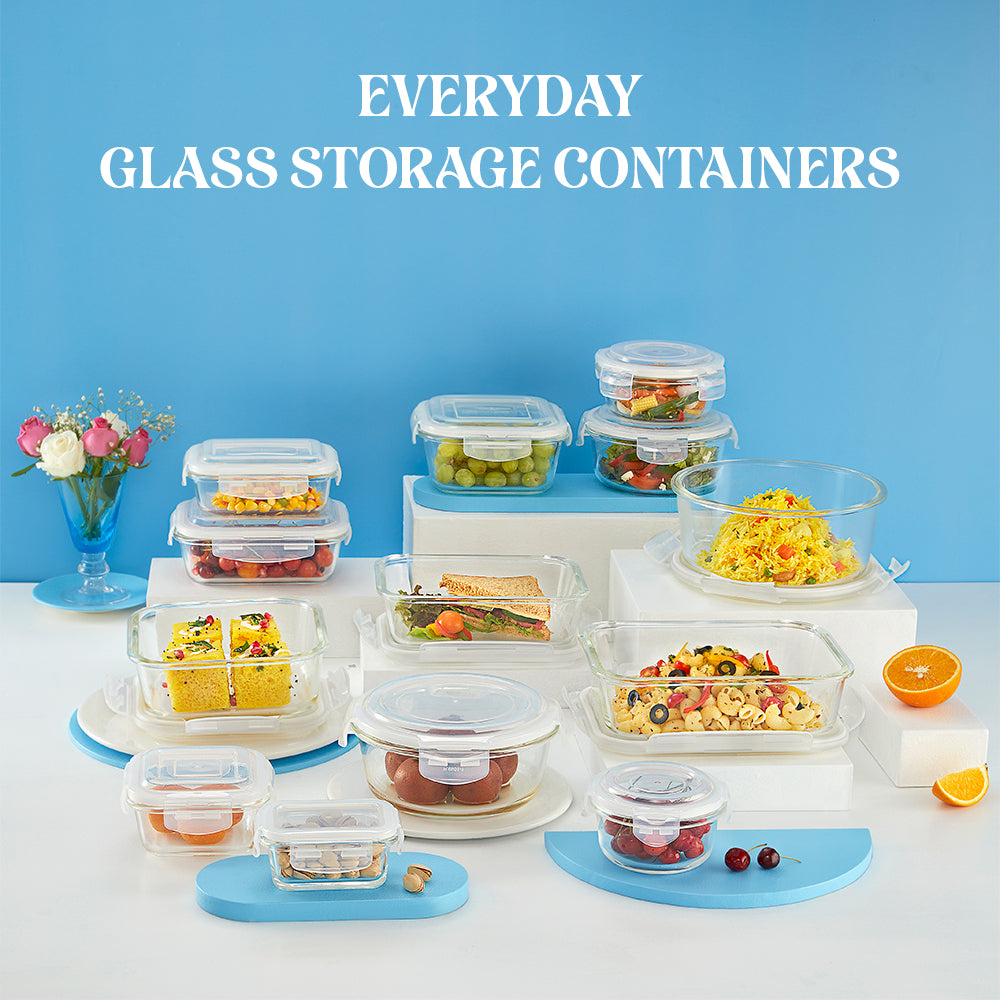 Borosil Larah Glass Klip n Store, Square Container