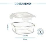 Borosil Larah Glass Klip n Store, Square Container