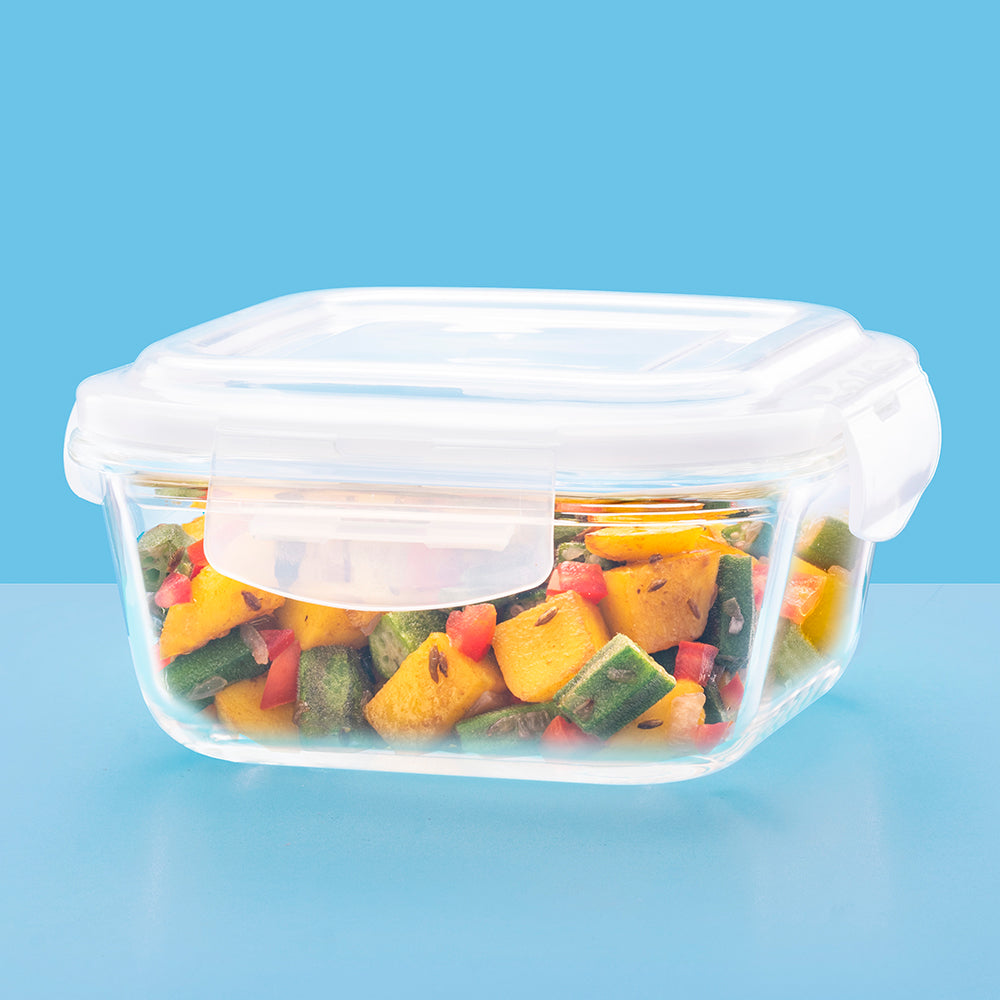 Borosil Larah Glass Klip n Store, Square Container