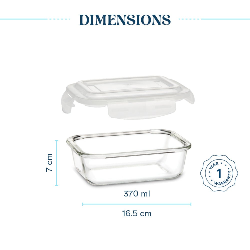 Borosil Larah Glass Klip n Store, Rectangular Container