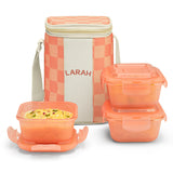 Borosil Larah Colormate Square Lunch Box, Pink Set of 3, 320ml