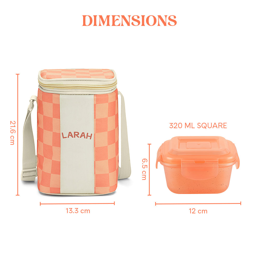 Borosil Larah Colormate Square Lunch Box, Pink Set of 3, 320ml