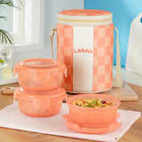Borosil Larah Colormate Round Lunch Box, Pink Set of 3, 400ml